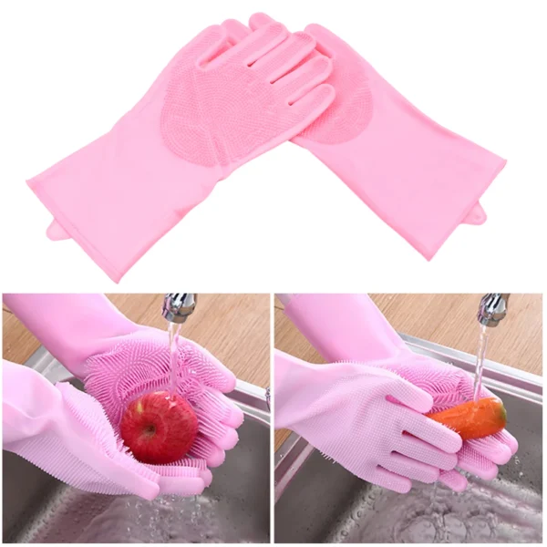 DISHWASHING GLOVES WITH SCRUBBER