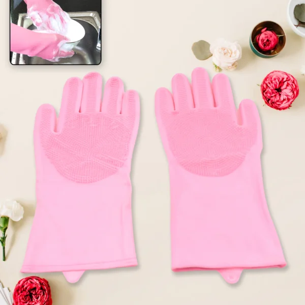 DISHWASHING GLOVES WITH SCRUBBER